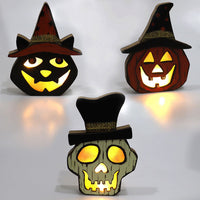 Creative Halloween Wooden Pumpkin Lamp
