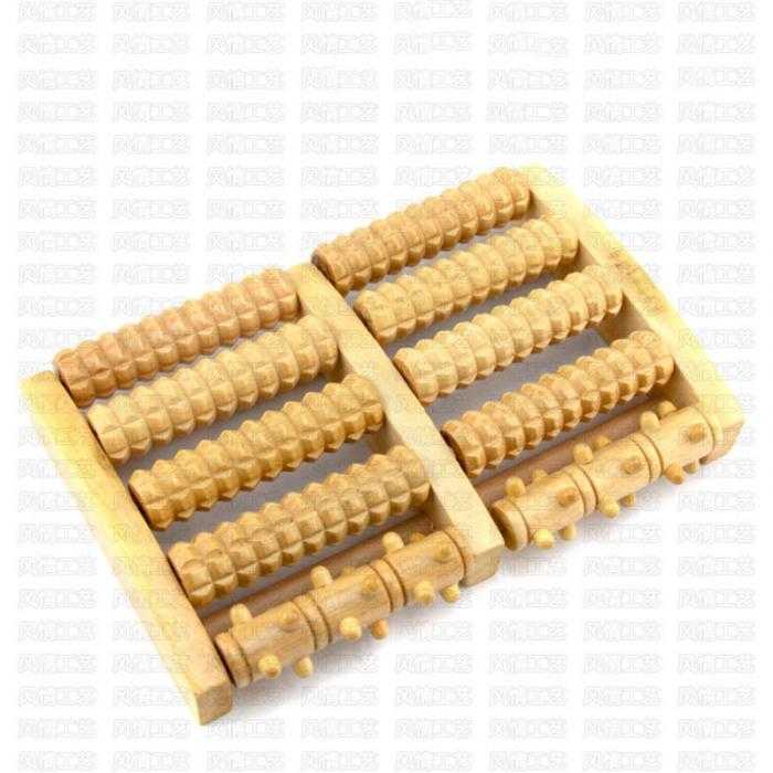   Dual Wooden Foot Massager - Plantar Fasciitis Heel Arch Pain 