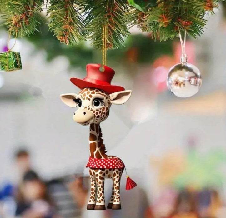 Acrylic flat Christmas Tree Decoration hanging on tree