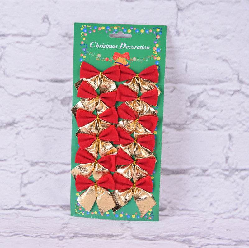 Pack of red and gold Christmas tree ornament bows for holiday decoration