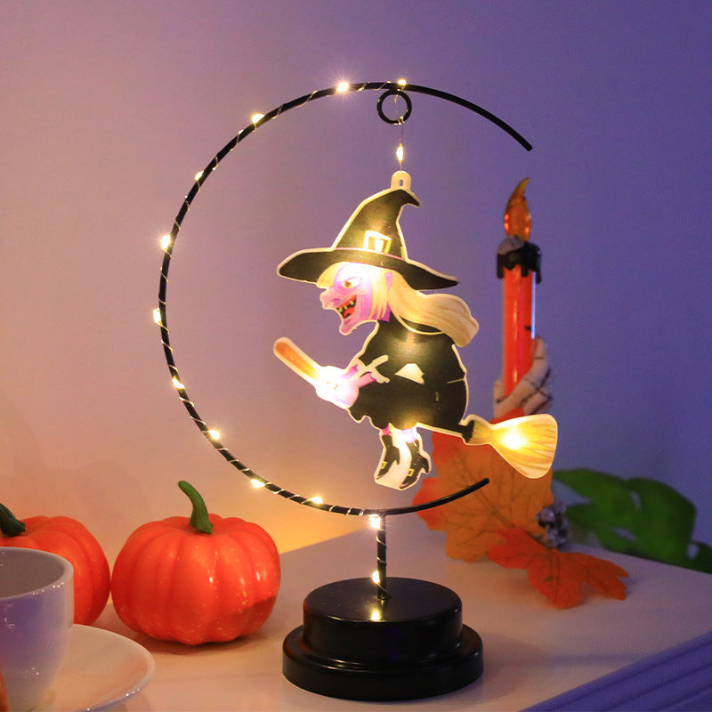 Led Halloween Wrought Iron Witch Modeling Lamp Atmosphere Decorative Lamp