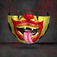 Halloween printed mask with scary red teeth design, cotton material, unisex face cover with ear loops for all seasons