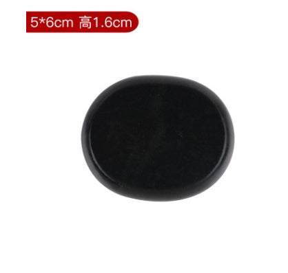 Black natural volcanic spa energy stone for hot stone massage, 5x6cm size, 1.6cm thick