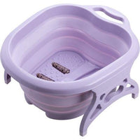 Foldable portable basin foot wash basin with massage rollers and handle in lavender color