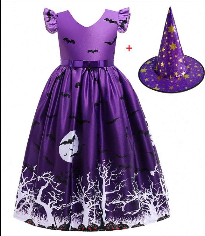 Halloween Princess Dress Halloween printed mesh costume for girls