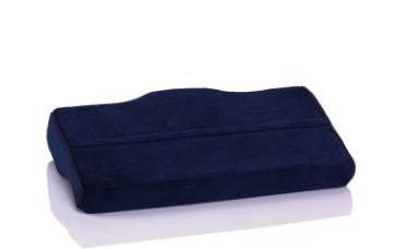 Butterfly-shaped cervical neck pillow with memory cotton filling and polyester cover in navy blue