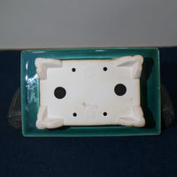 Japanese style green ice ceramic basin with cloud foot design and rectangular shape