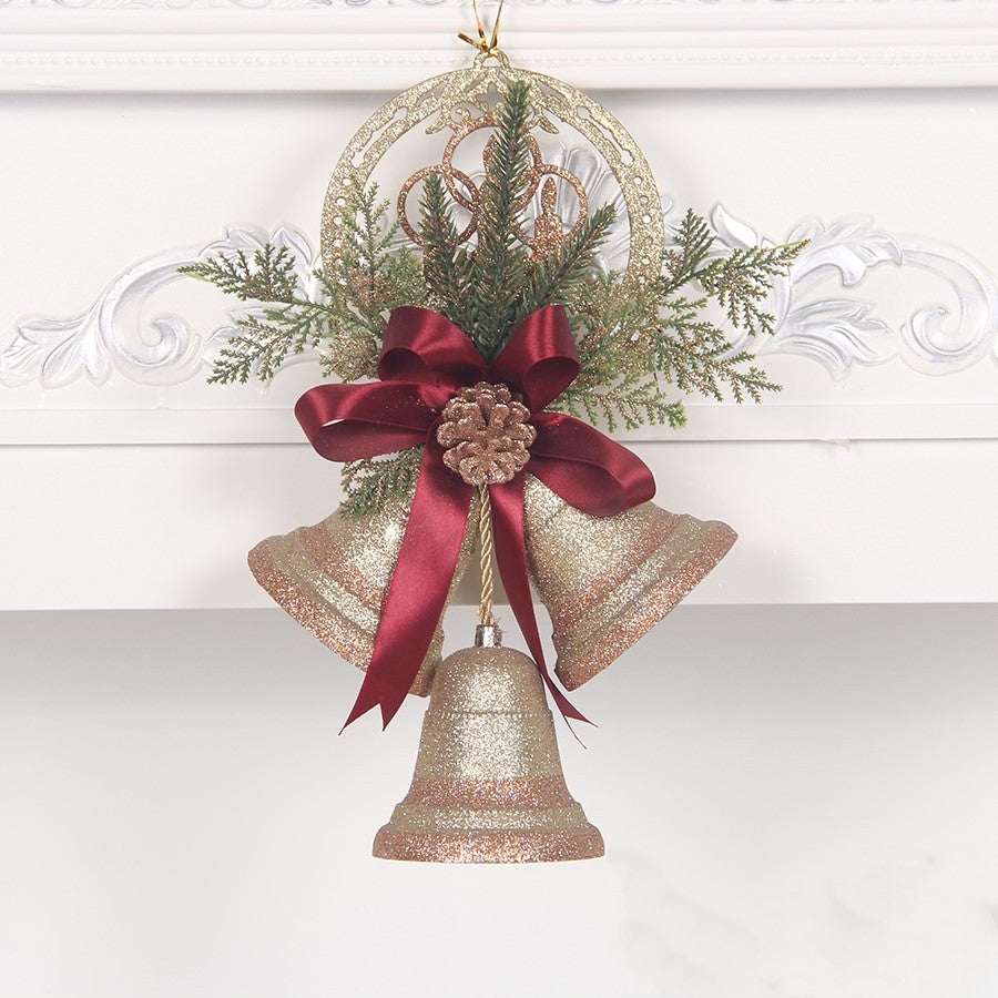 Christmas Big Bell hanging on Christmas tree, holiday decoration