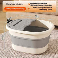 Portable foot bath tub with foldable design, convex point massage, and heat preservation in starry gray color