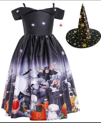 Halloween Princess Dress Halloween printed mesh costume for girls