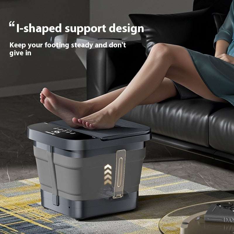 Portable electric folding feet-washing basin with massage function and remote control