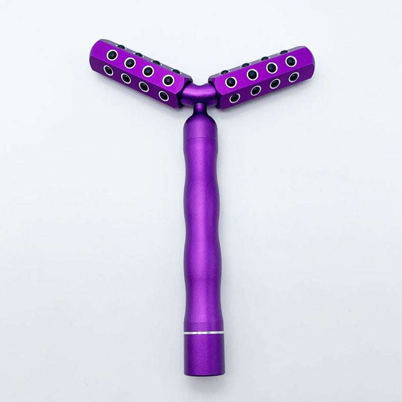 Purple 3D roller face massager with germanium particles for skin whitening and face lifting