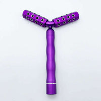 Purple 3D roller face massager with germanium particles for skin whitening and face lifting