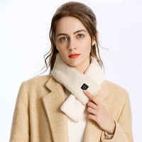 Woman wearing green Electric Neck Smart Heat Shawl for warmth and magnetic therapy