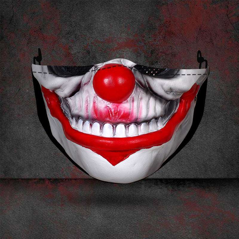 Halloween printed mask with scary red teeth design, cotton material, unisex face cover with ear loops for all seasons