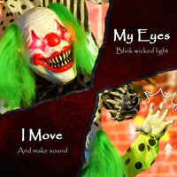 Stacked creepy clowns Halloween decoration with moving parts and sound effects