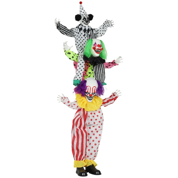 Stacked creepy clowns Halloween decoration with moving parts and sound effects