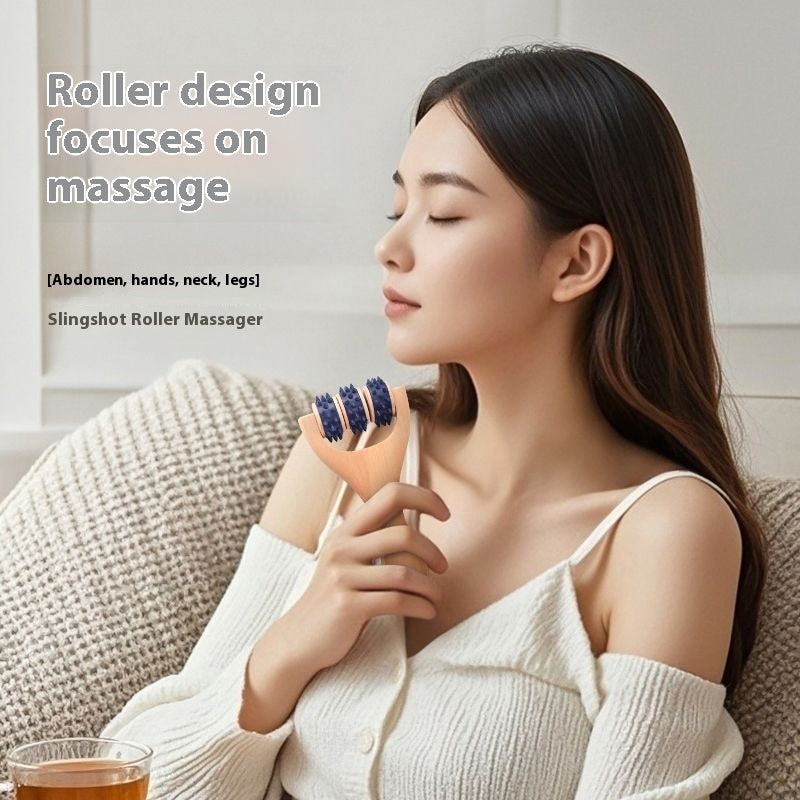 Portable Roller Foot Meridian Massage Wooden