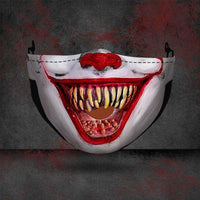 Halloween printed mask with scary red teeth design, cotton material, unisex face cover with ear loops for all seasons