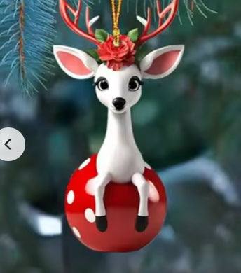 Acrylic flat Christmas Tree Decoration hanging on tree