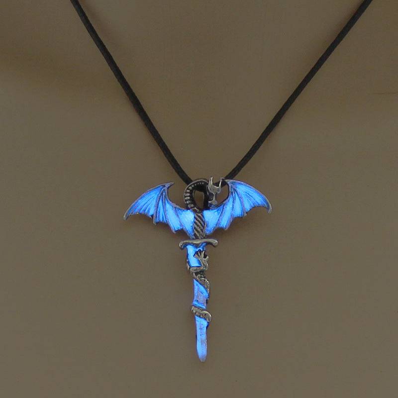 Fashion Trendy Men's Luminous Flame Dragon Necklace jewelry