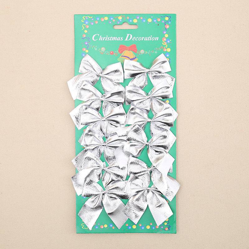 Silver Christmas tree ornament bows for holiday decoration pack