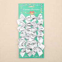 Silver Christmas tree ornament bows for holiday decoration pack