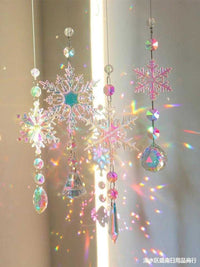 AB color snowflake dreamcatcher Christmas tree decoration with hanging crystals and beads