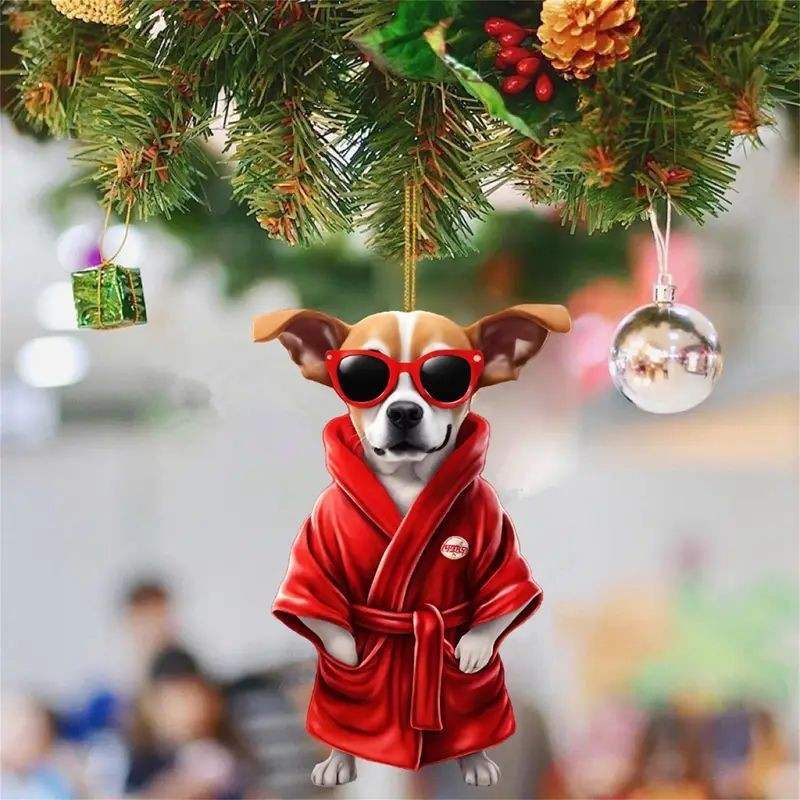 Acrylic flat Christmas Tree Decoration hanging on tree