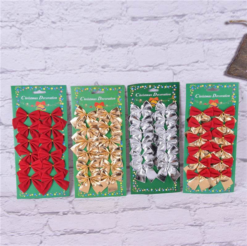 Christmas tree ornaments bows in red gold and silver polyester ribbons Christmas decoration packs