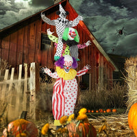 Stacked creepy clowns Halloween decoration with moving parts and sound effects