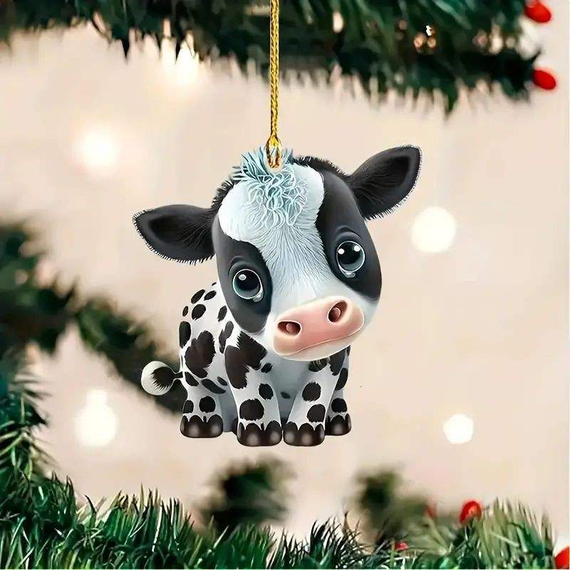 Acrylic flat Christmas Tree Decoration hanging on tree