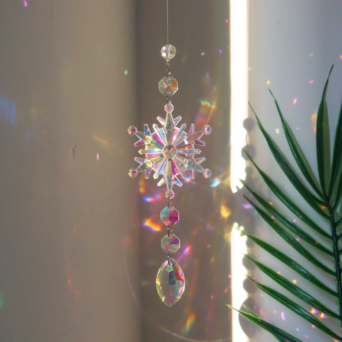 AB color snowflake dreamcatcher Christmas tree decoration hanging ornament with sparkling crystals