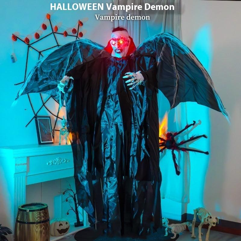 Black 1.6m Big Bat Vampire Pendant ornament with luminous wings for Halloween decoration