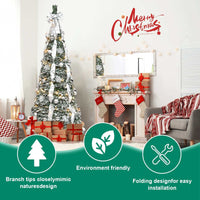 6ft artificial Christmas tree with white ribbon, silver and matte ornaments, decorated in cozy living room setting