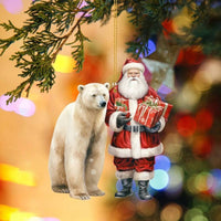Old Man And Polar Bear Christmas Pendant on tree