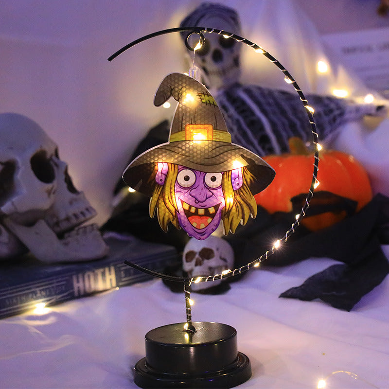 Led Halloween Wrought Iron Witch Modeling Lamp Atmosphere Decorative Lamp