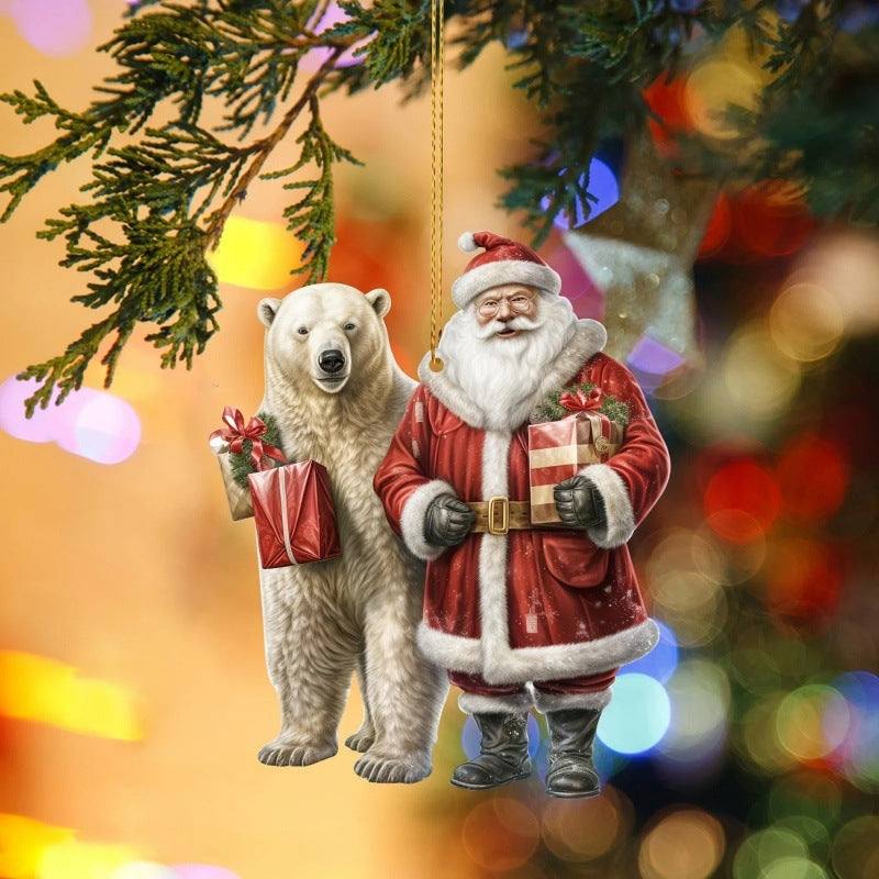 Old Man And Polar Bear Christmas Pendant on tree