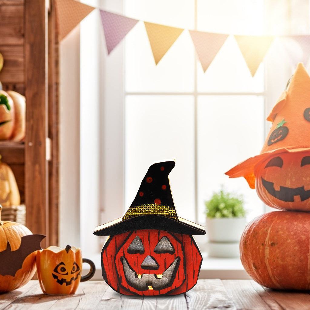 Creative Halloween Wooden Pumpkin Lamp