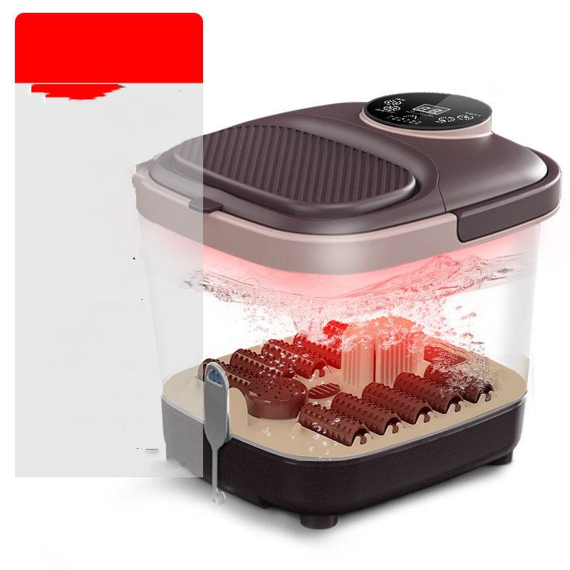 Automatic electric heating foot bath massager with constant temperature control and wireless remote.