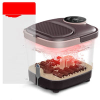 Automatic electric heating foot bath massager with constant temperature control and wireless remote.