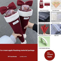Christmas gift Christmas Eve single bow fruit bouquet with red velvet cones and white trim, handmade decoration