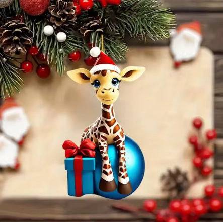 Acrylic flat Christmas Tree Decoration hanging on tree